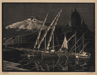 KG 2000 160
<br/>
Gezicht op Catania en de Etna
<br/>
<em>Escher, M.C. (1898 - 1972)</em>